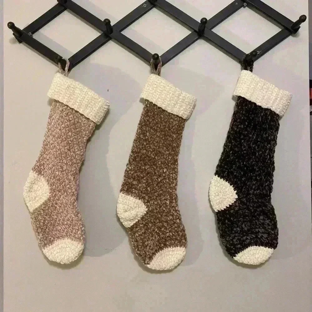 Velvet Christmas Stockings Neutral Brown(s)‎ Handmade - Farmhouse Stocking